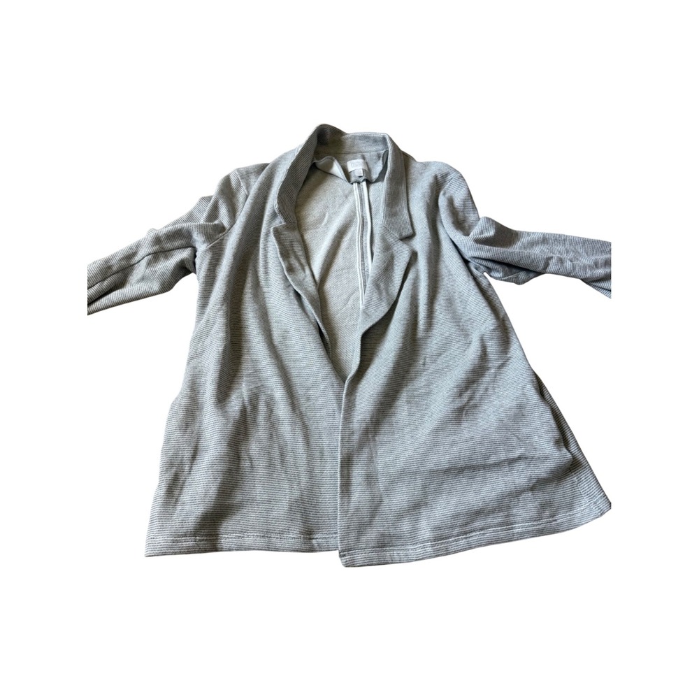 14th & Union Womens Grey White Striped Open Front Knit Blazer Jacket XL